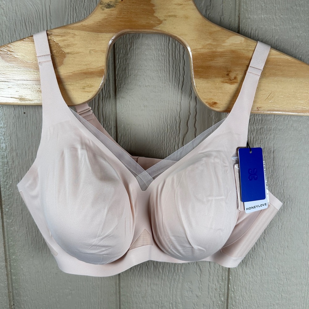 NEW Honeylove Silhouette Bra Womens 3X+ Blush Pink Wireless Bonded Mesh Support